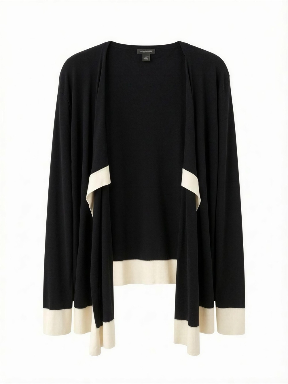 Ann Taylor Black Cardigan with Cream Trim